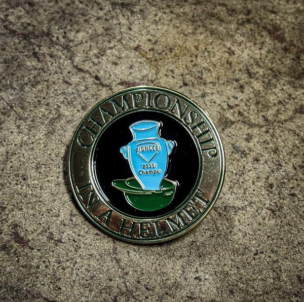 Championship In A Helmet Pin