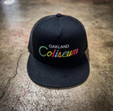 Oakland Coliseum Classic Font Rainbow Edition Trucker Hat