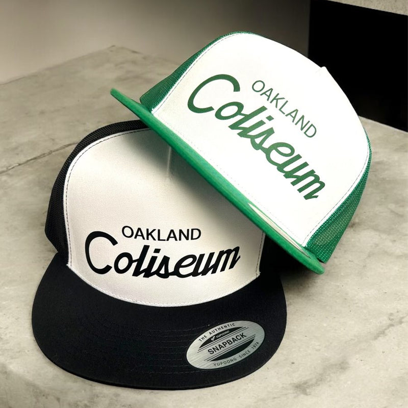 Oakland Coliseum Classic Font Trucker Hat