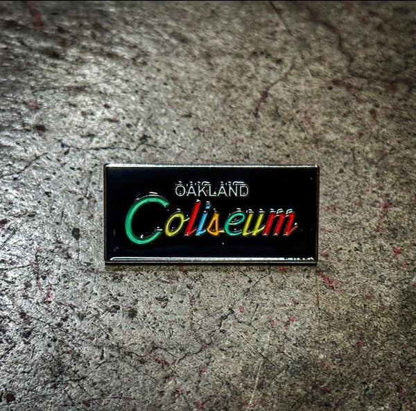 Oakland Coliseum Classic Font Rainbow Pin