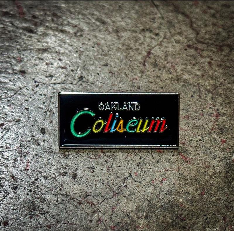 Oakland Coliseum Classic Font Rainbow Pin